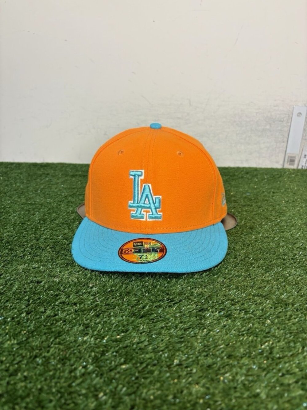 Los Angeles Dodgers hat cap fitted 7 1/2 blue orange new era 59fifty MLB mens